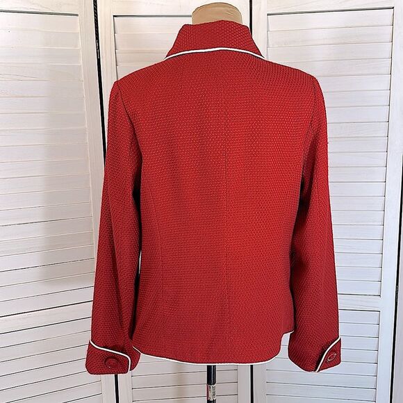 Dennis Basso Size Medium Signature Red Long Sleeve Jacket - Picture 12 of 14